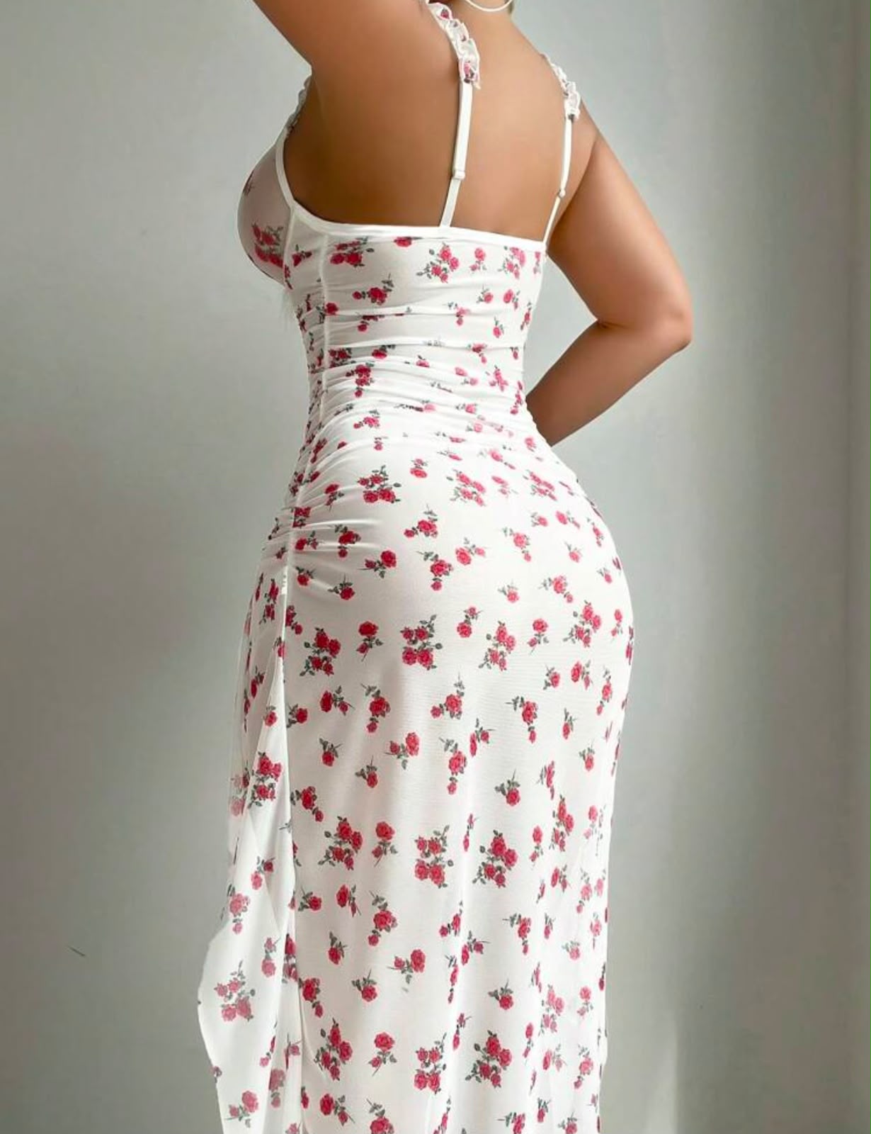 Robe mesh fleurie blanche – Image 3