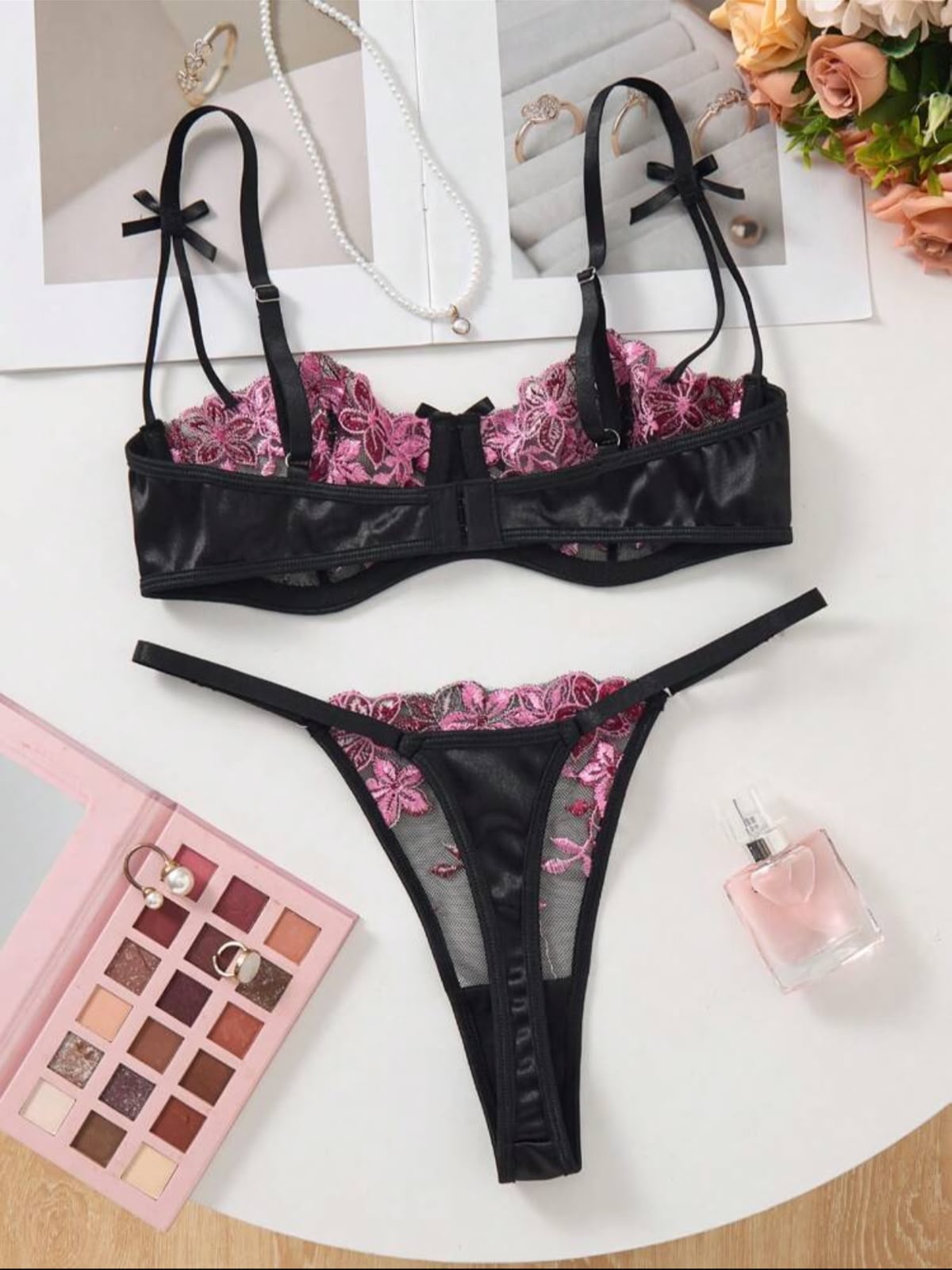 Lingerie broderie rose – Image 2