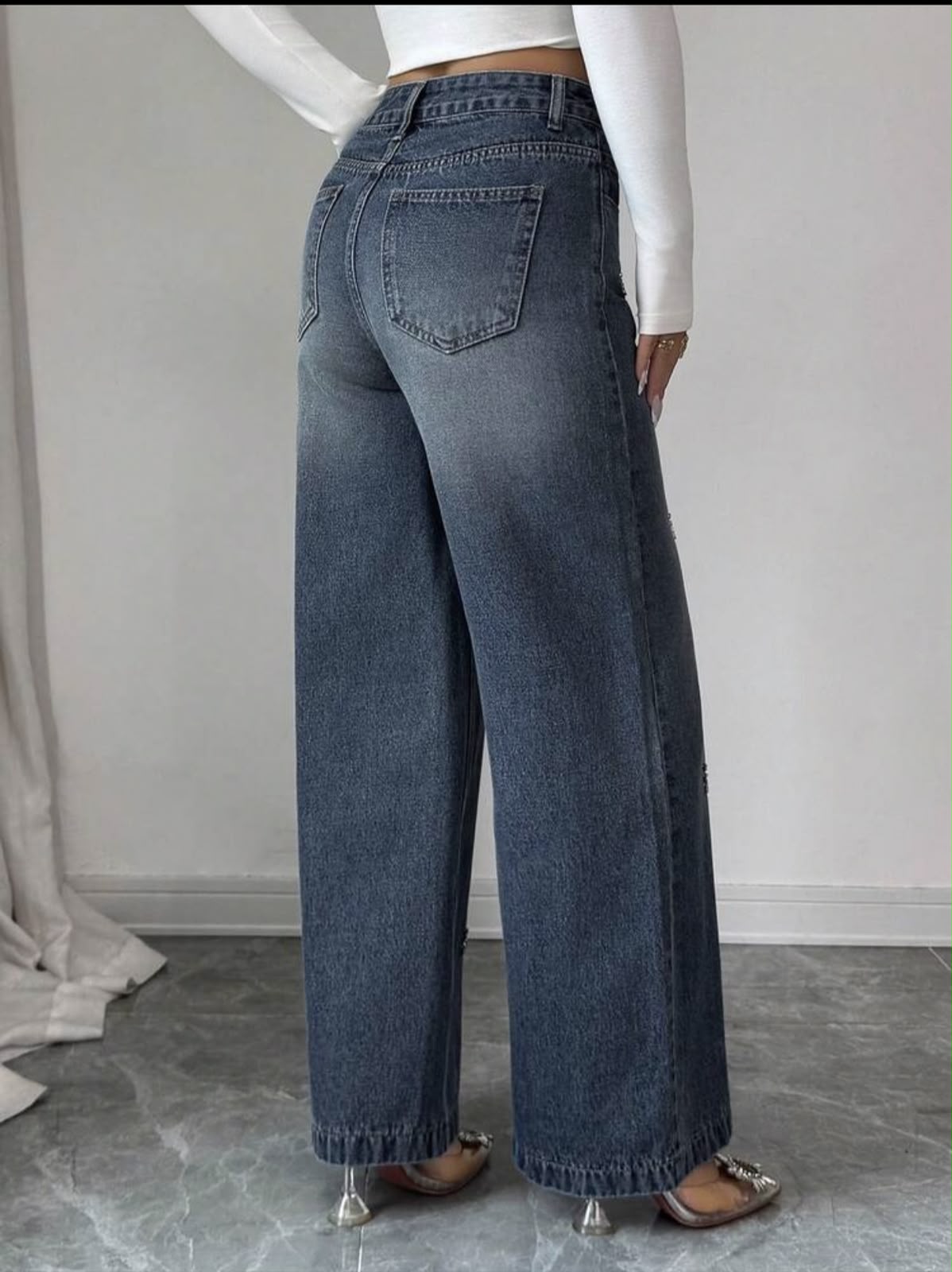 Jean Wide Leg Strass & Strass Brillants – Image 4