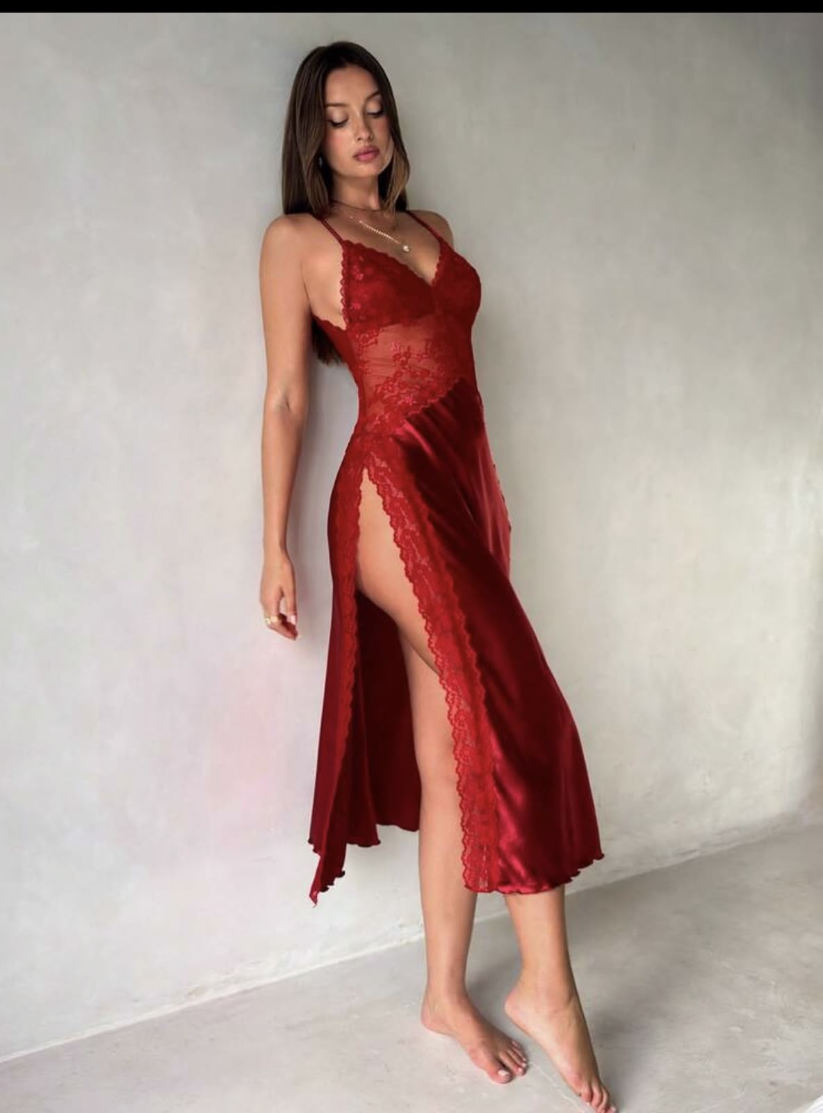 Nuisette Satin Rouge & Dentelle Glamour – Image 5