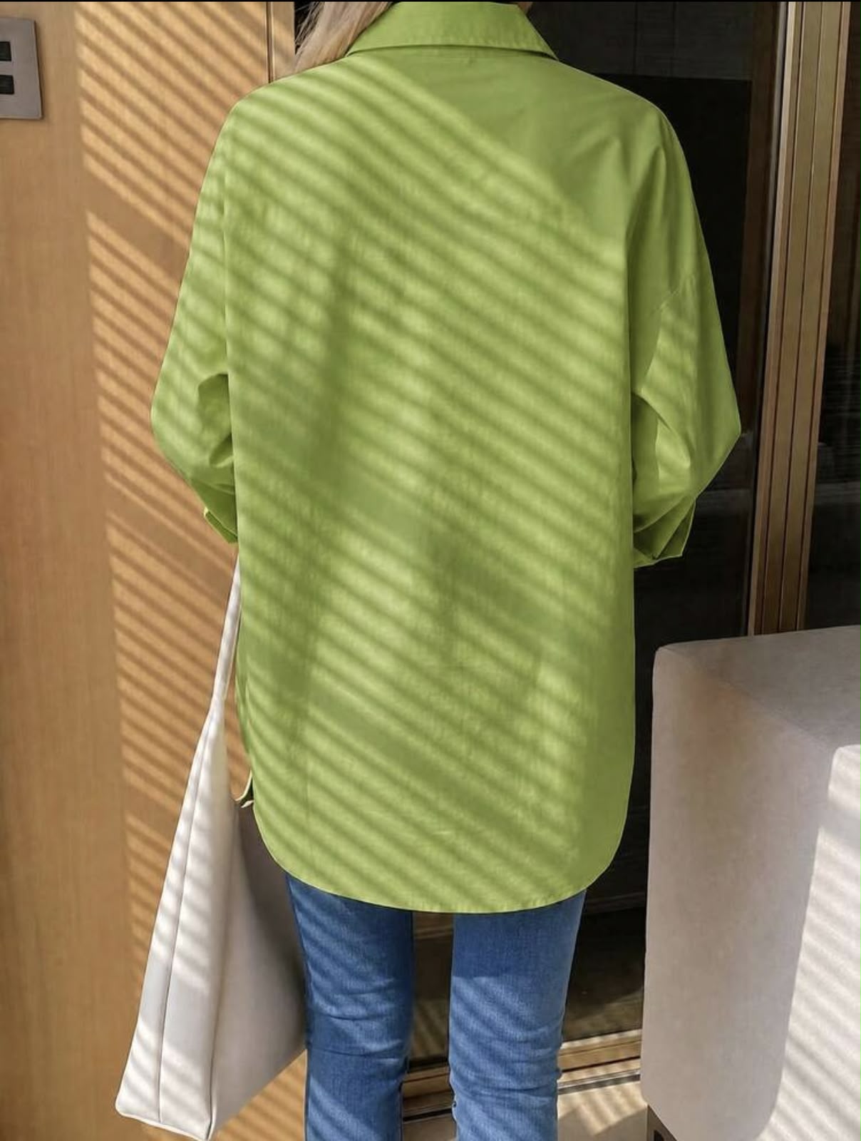 Chemise Casual Longue Vert Pistache – Image 4