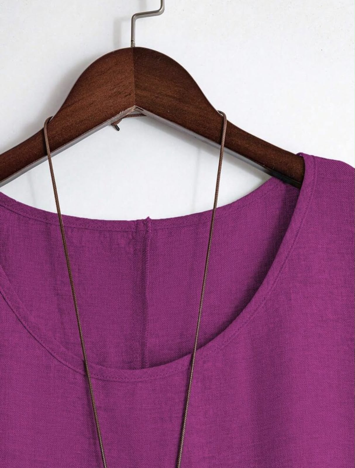 Ensemble 2 Pièces Lin Fuchsia Haut & Pantalon Large – Image 3