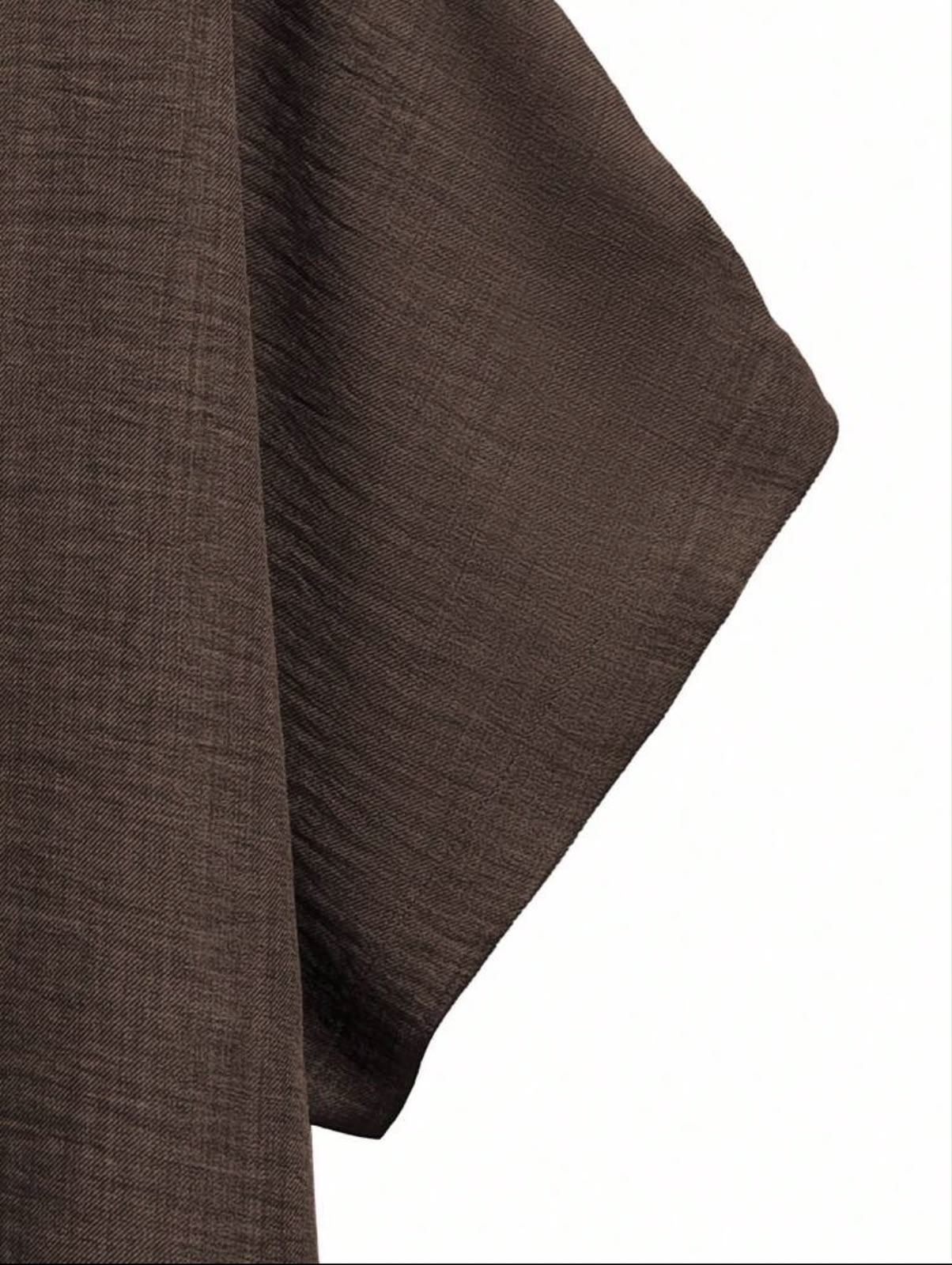 Ensemble 2 Pièces Lin Marron Chocolat Haut & Pantalon Large – Image 4