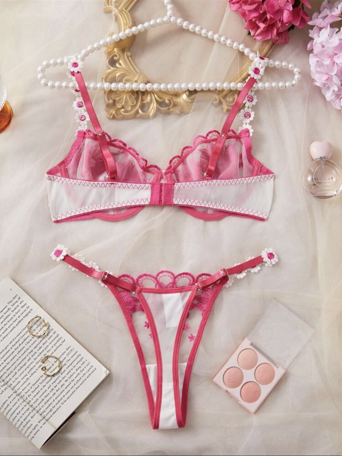 Ensemble Soutien-Gorge Armature & String Floral Rose – Image 3