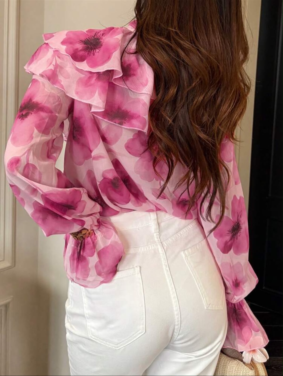 Chemisier Voile Rose Fuchsia Col Lavallière – Image 5