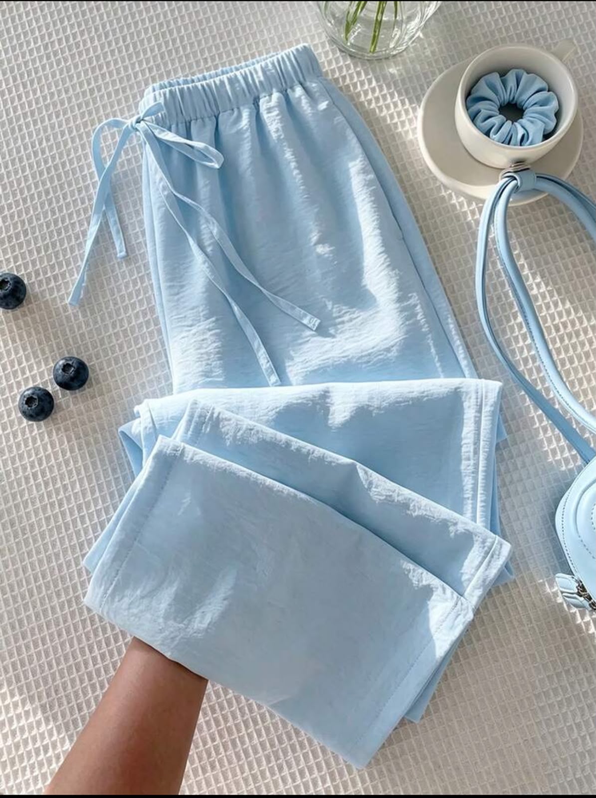 Pantalon Fluide Lin Bleu Ciel – Image 2