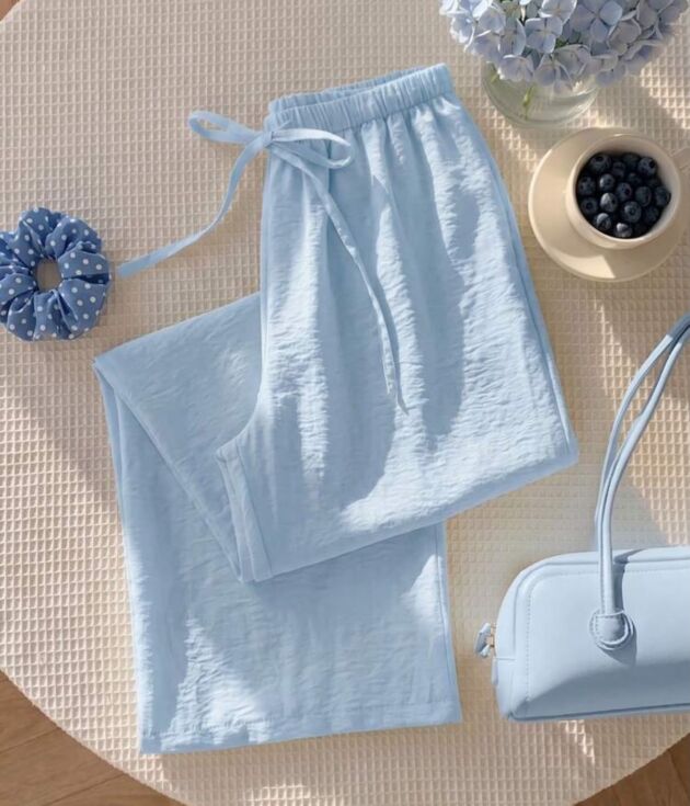 Pantalon Fluide Lin Bleu Ciel