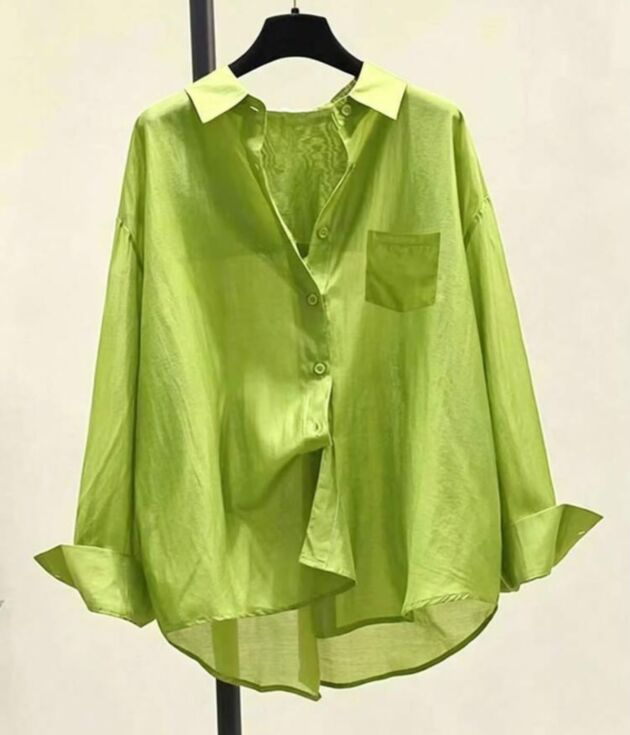Chemisier Satin Fluide Vert Pistache