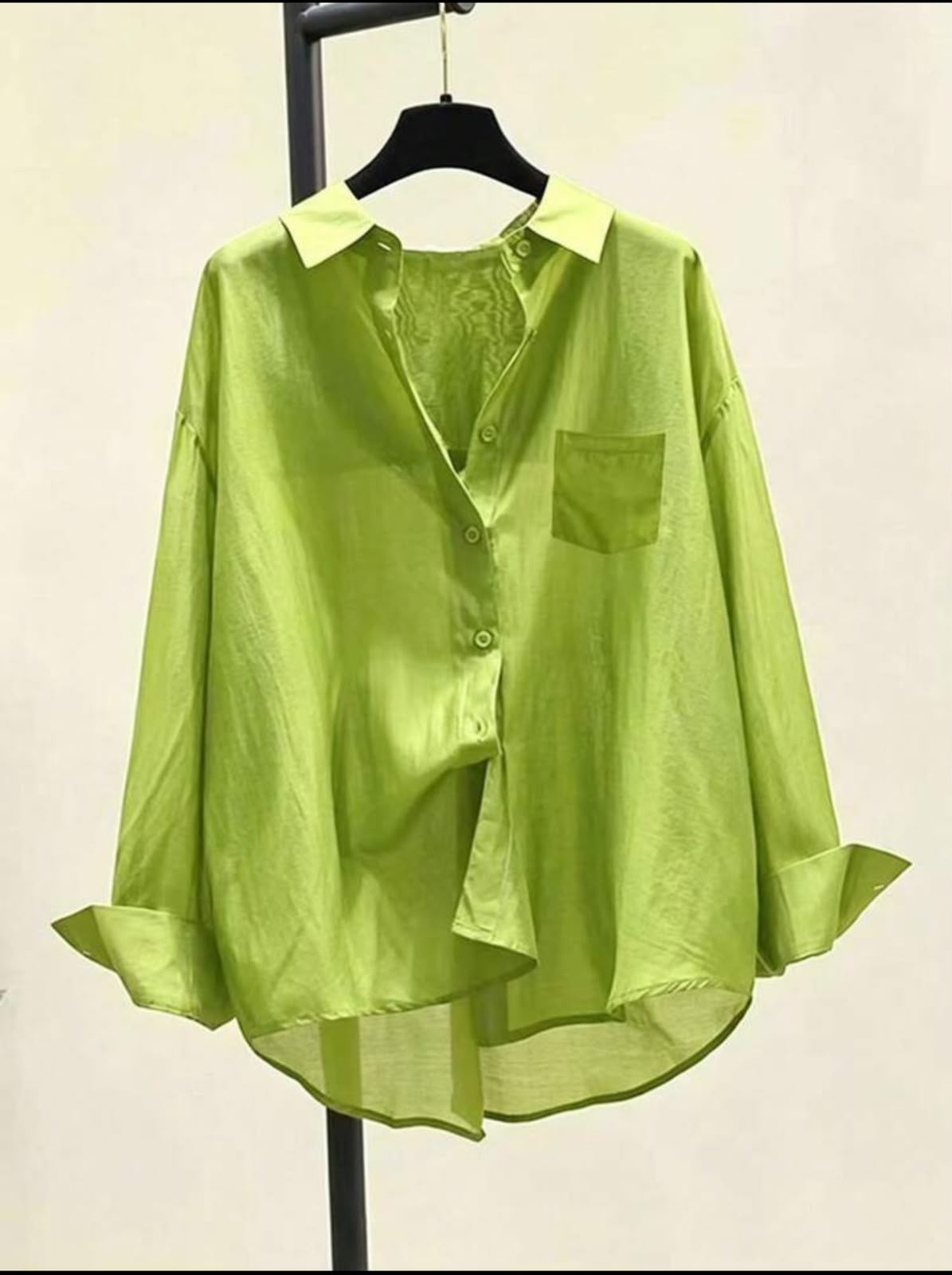 Chemisier Satin Fluide Vert Pistache